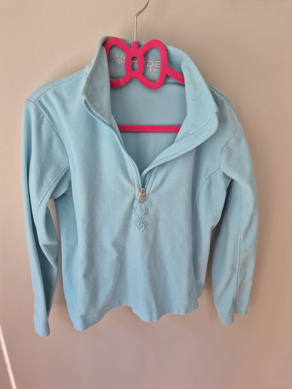 Spyder Shimmer Bug Ice Blue Half Zip Fleece Pullover Jacket Girls Size 5T
